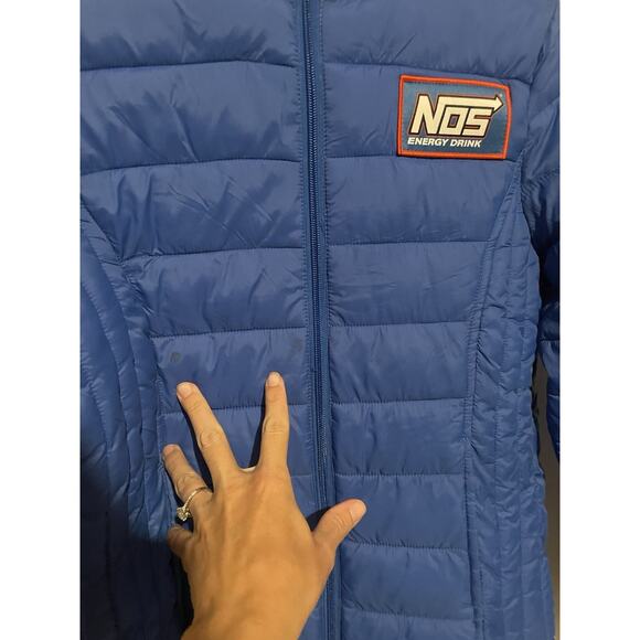 NOS Monster Energy Drink Light Women’s Quilted Puffer Jacket Size Medium Blue - Picture 3 of 7